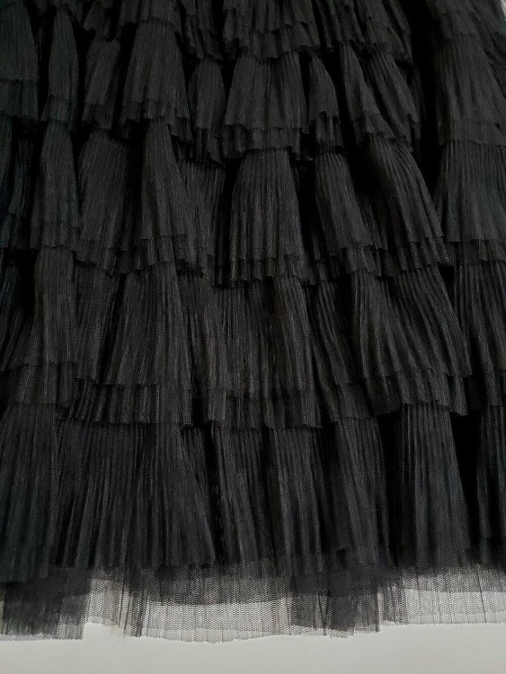 Maje Josepha Tiered Tulle Semi-Sheer Midi Skirt Size 36 Small Black Layered - Picture 11 of 15